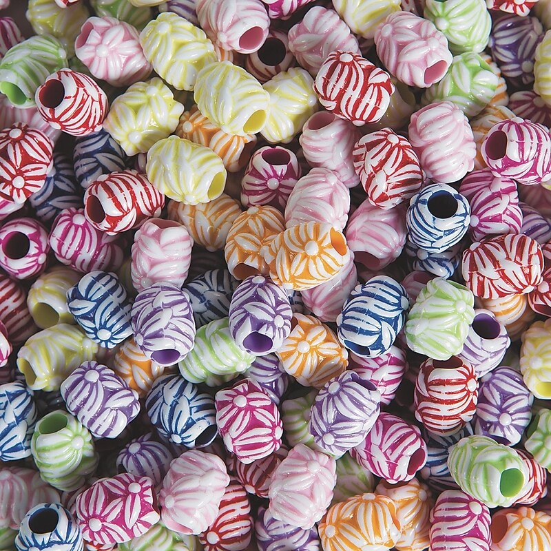 S&S Worldwide Vintage-Look Carved Floral Beads, Assorted Colors, 1lb. Bag (BE1391) image 1