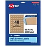 Avery Square Labels, 1" x 1", Kraft Brown, 2,400 Labels/Box (94103)~#|#~160C31DF-E995-4F33-BA8CF388CB6CE0EF_sc7
