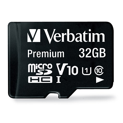 Verbatim Premium 32GB microSDHC Memory Card with Adapter, Class 10