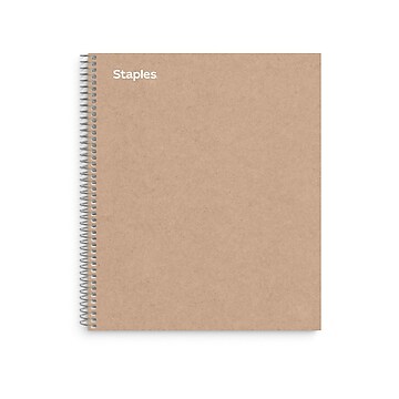 Staples Premium 3-Subject Notebook, 8.5" x 11", College Ruled, 150 Sheets, Brown (TR52123)