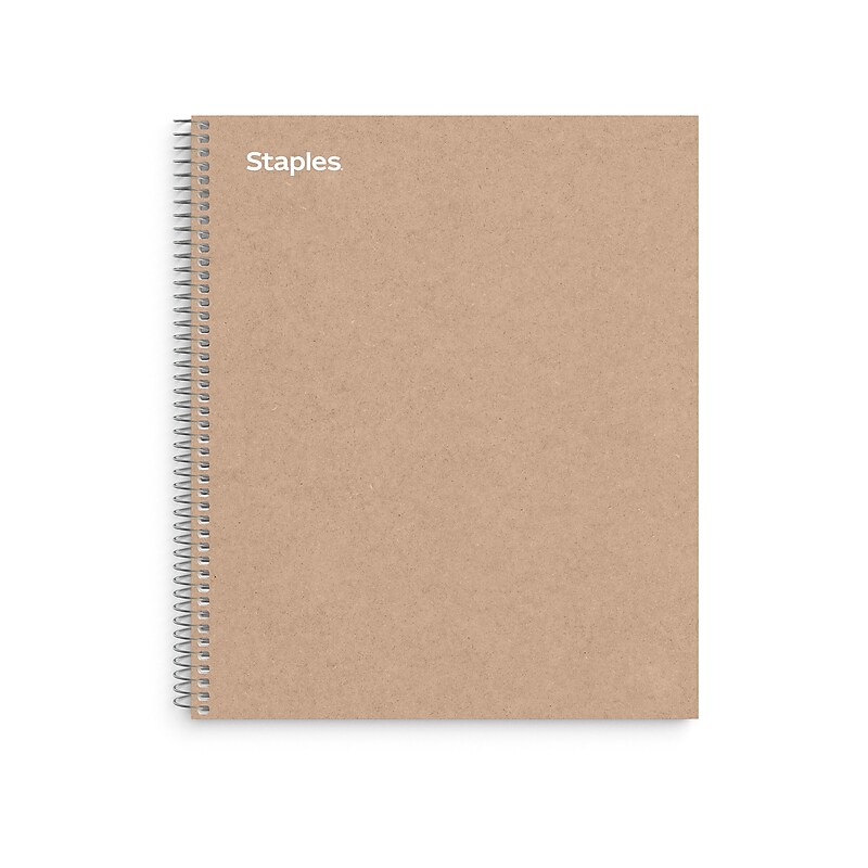 Staples Premium 3-Subject Notebook, 8.5" x 11", College Ruled, 150 Sheets, Brown (TR52123) image 1