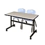 Regency Kobe 48" Flip Top Mobile Training Table- Maple & 2 'M' Stack Chairs- Grey~#|#~162FABE5-EEF5-48D2-B1701EA142ACFC99_sc7