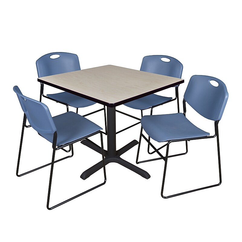 Regency 42-inch Laminate Square Table with 4 Chairs, Blue (TB4242PL44BE) image 1