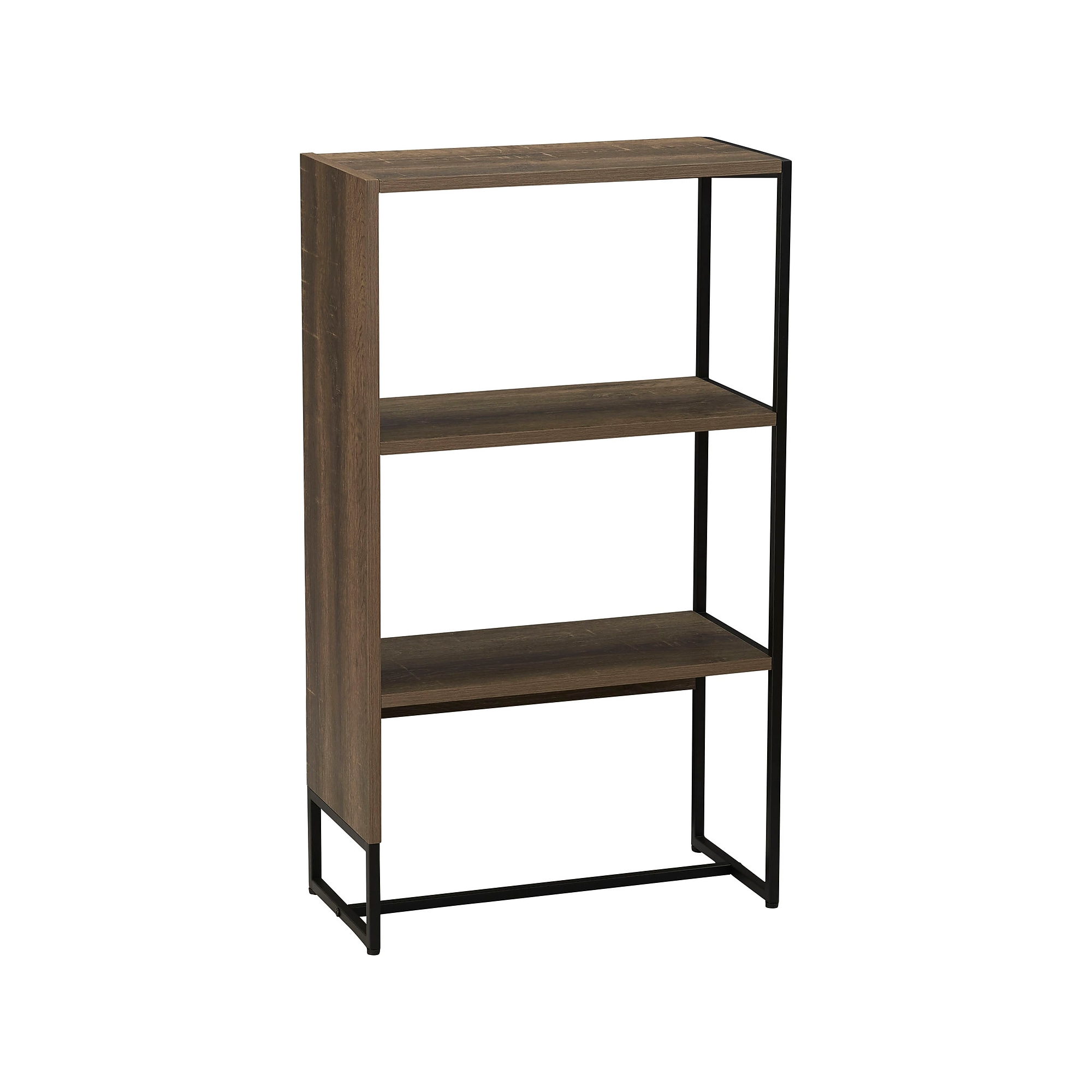 Household Essentials Wrap 41.5″ 3-Shelf Bookcase, Brown/Black Laminate/Steel (8260-1) Sansujyuku sansujyuku.com