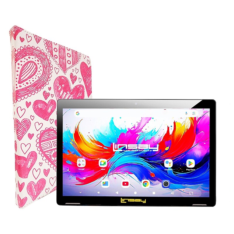 Linsay F10 Series 10.1" Tablet, Wi-Fi, Octa Core, 256GB eMMC, Android 15, with Love Case (F10XIPGCLOVPLUS) image 1