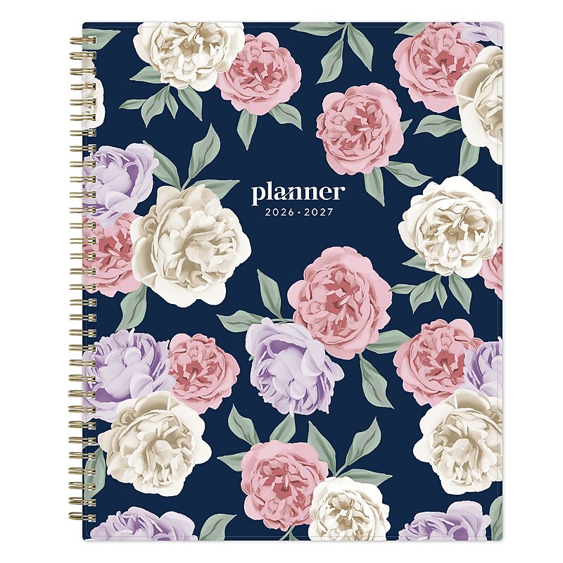 2026-2027 Blue Sky 8" x 11" Academic Year Weekly & Monthly Planner, Plastic Cover, Beasley Navy (161720) image 1