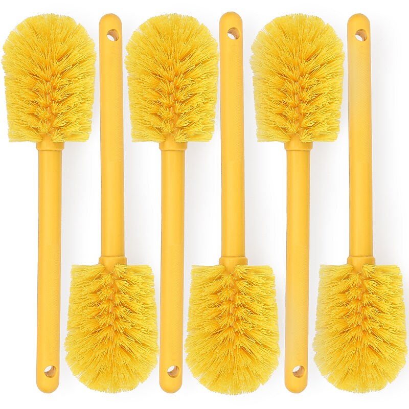 BISON LIFE 4" Polyester Goblet Cleaning Brush, Yellow, 6/Pack (BPKH-CB11-Y-6) image 1
