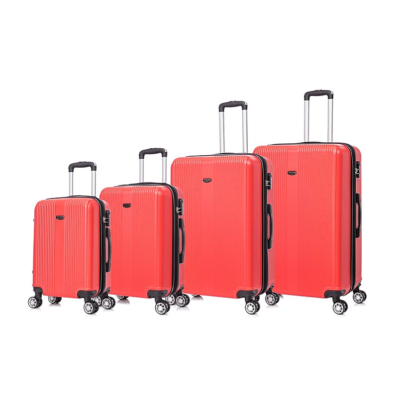 TUCCI 4-Piece Hardside Spinner Carry-On Luggage Set, TSA Checkpoint Friendly, Red (S0536-04-RED) image 1