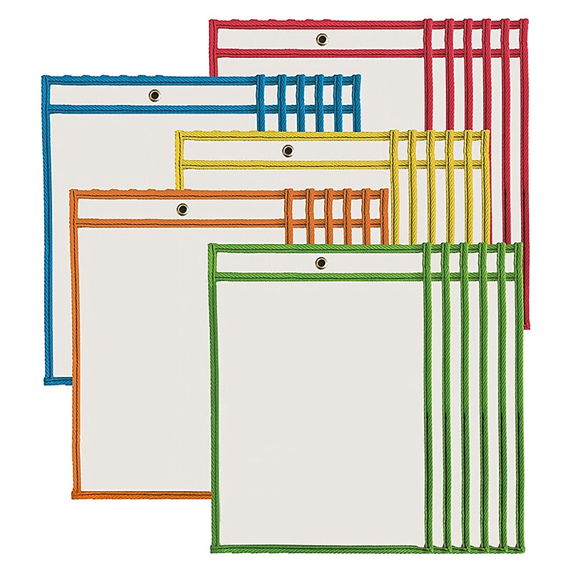Charles Leonard Dry Erase Pockets, 9" x 12", Assorted Colors, Set of 30 (CHL29030) image 1