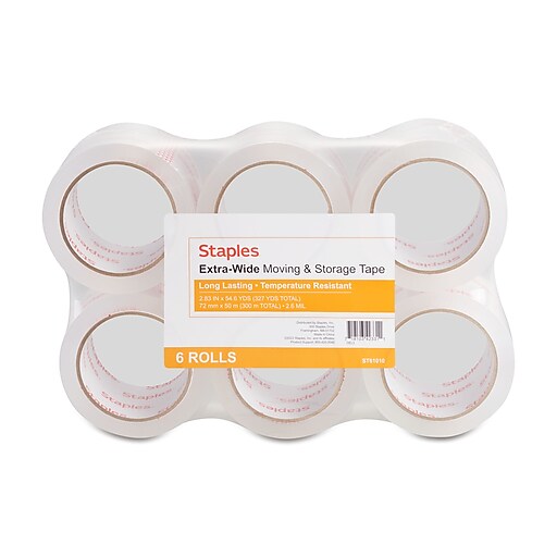 Staples Moving and Storage Packing Tape, 2.83"W x 54.6 yds., Clear, 6