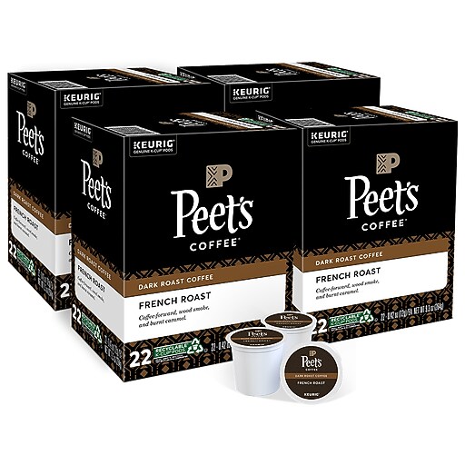 Peet's Coffee, Keurig KCup Pod, French Roast, 22/Box, 4 Boxes/Carton
