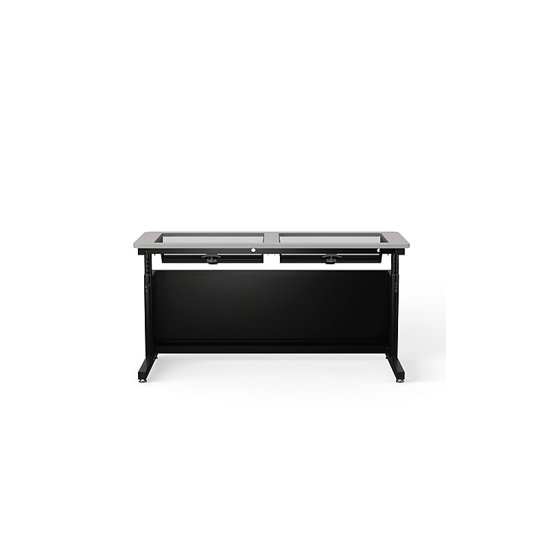 VersaDesk Downview 60"W Manual Adjustable Standing Computer Table, Grey/Black (DVT6024-BG) image 1