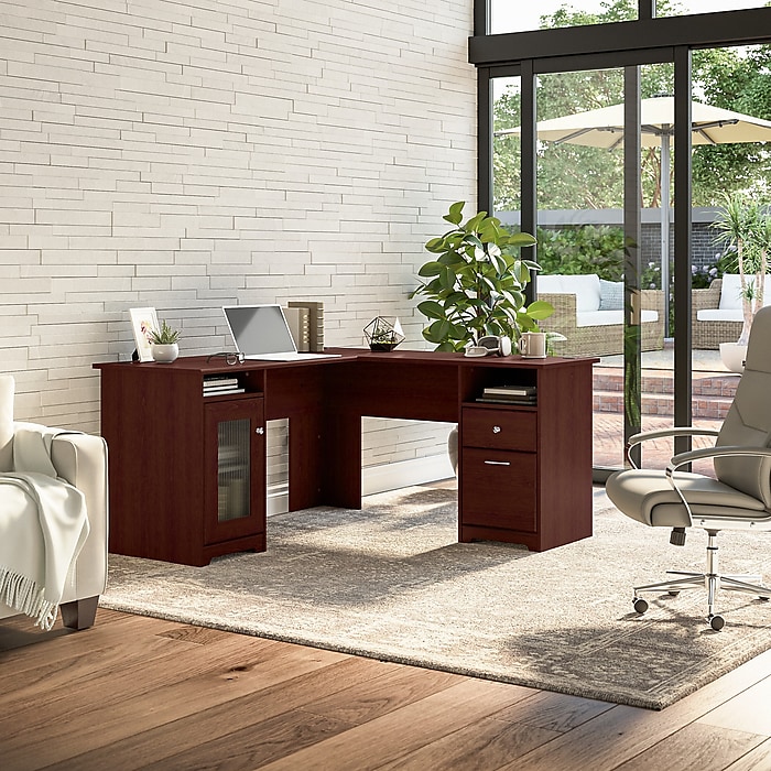 Bush Furniture Cabot L Shaped Desk, Harvest Cherry (WC31430K