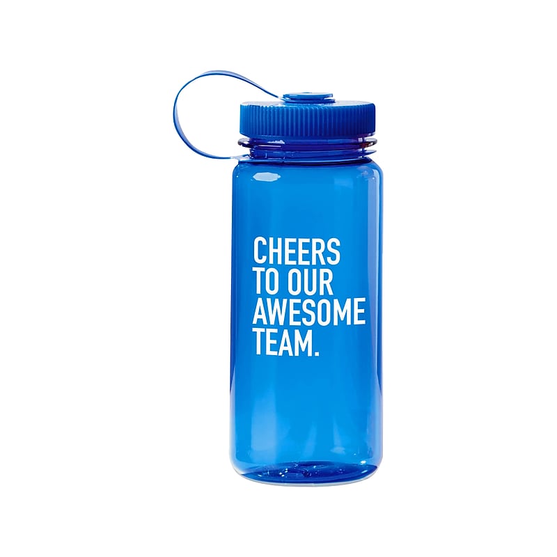 Baudville "Awesome Team" Plastic Water Bottle, 21 oz., Translucent Blue/White (91575) image 1