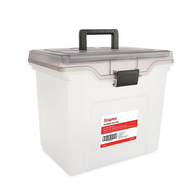 Staples Portable File Tote, Letter Size, Clear, 4/Carton (TR58298CT) image 1