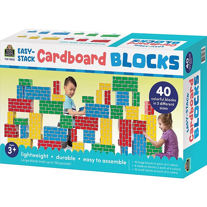 Teacher Created Resources Easy-Stack Cardboard Blocks, 40 Pieces