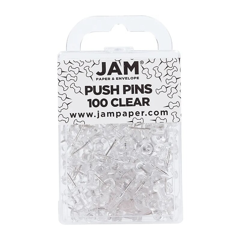 JAM Paper Push Pins, Clear, 2/Pack (2224190501a) image 1
