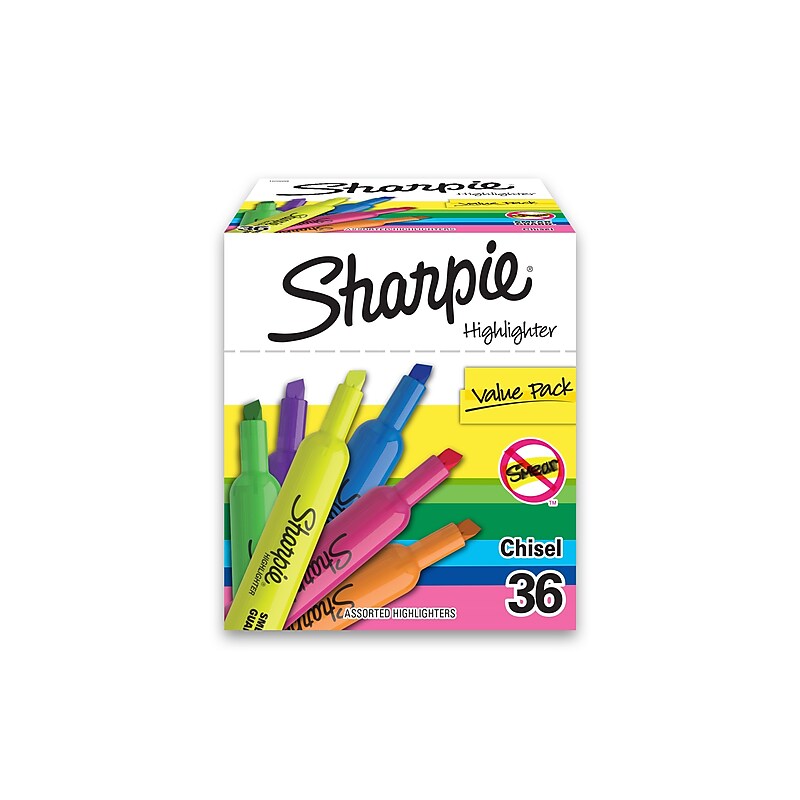 Sharpie Tank Highlighter, Chisel Tip, Assorted, 36/Pack (2133496) image 1