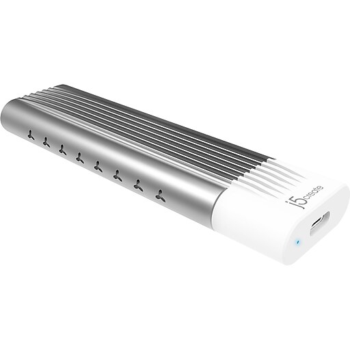 j5create M.2 USB 3.1 External PCIe NVMe Hard Drive Enclosure, SSD, Silver/White (JEE256) Staples