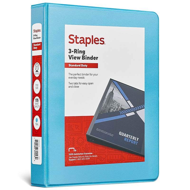 Staples Mini 1" 3-Ring View Binder, Periwinkle (55424/26456) image 1