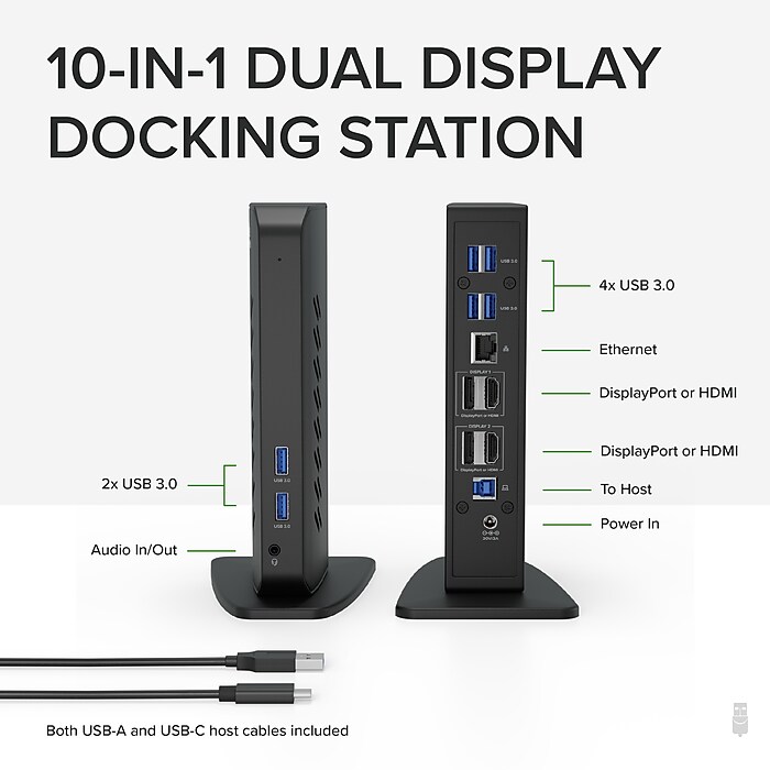 Plugable USB 3 & USB-C Dual 4K Display Docking Station with