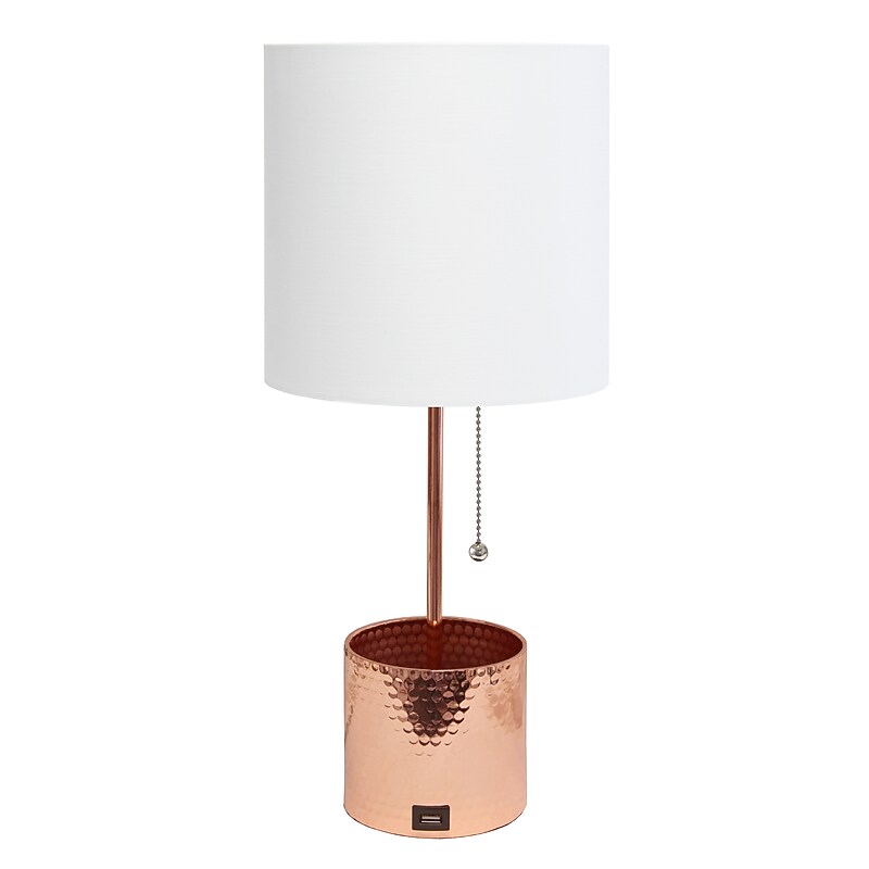 Creekwood Home 18.5" LED Table Lamp with USB Port, Rose Gold (CWT-1007-RG) image 1
