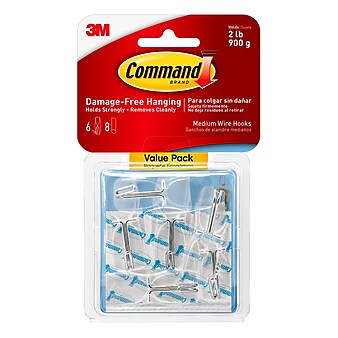 Command Clear Medium Wire Hook Value Pack, 6-Command Hooks, 8-Command Strips (17065CLR-6ES)