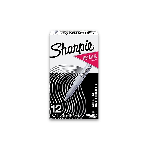 SAN39100, Sharpie® 39100 Metallic Fine Point Permanent Markers, Fine  Bullet Tip, Metallic Silver, Dozen