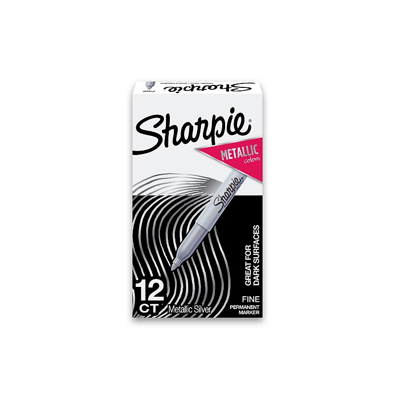Sharpie Permanent Marker, Fine Tip, Silver Metallic, Dozen (39100) image 1