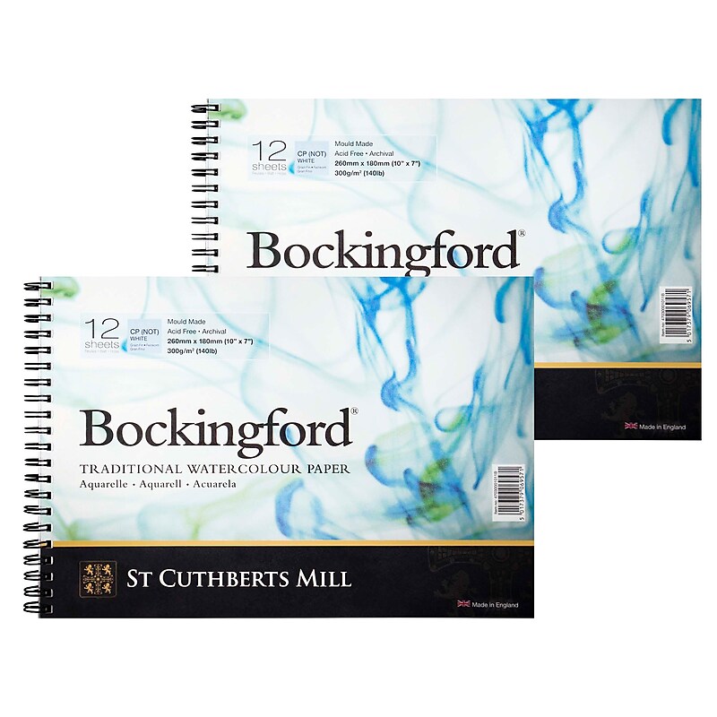 St Cuthberts Mill Bockingford 10" x 7" Spiral Bound Watercolor Sketch Pad, 12 Sheets/Pad, 2/Bundle (STCT47030001011B-2) image 1