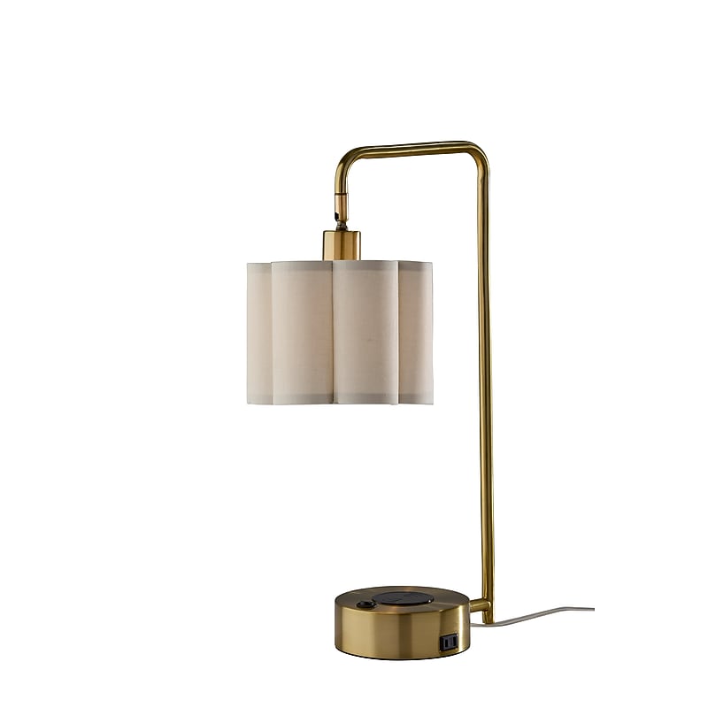 Adesso Dover Supercharger Incandescent Desk Lamp, 22.25"H, Antique Brass/Off-White (2616-21) image 1
