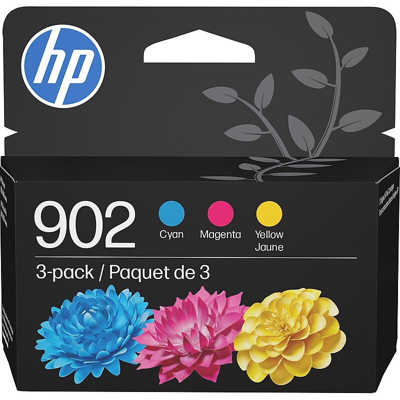 HP 902 Cyan/Magenta/Yellow Standard Yield Ink Cartridge, 3/Pack (T0A38AN#140) image 1