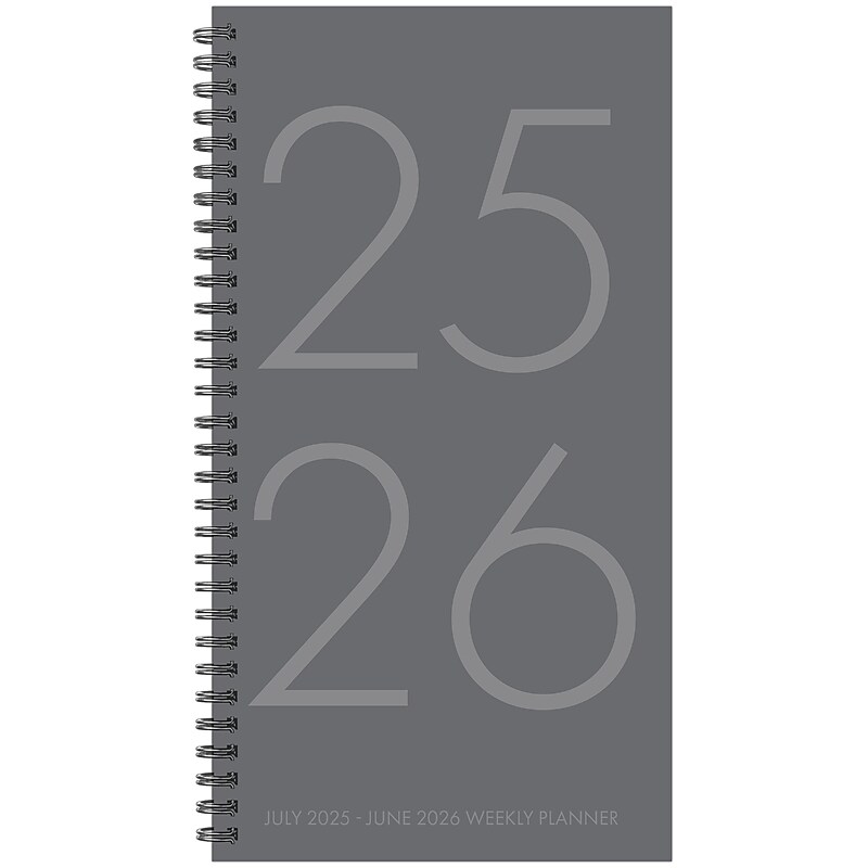 2025-2026 Willow Creek 3.5" x 6.5" Academic Year Weekly & Monthly Planner, Charcoal Gray (56868) image 1