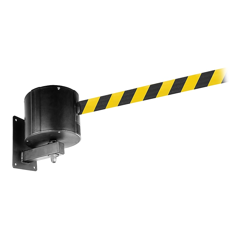 Queue Solutions WallPro 750 Wall-Mountable 75' Retractable Belt Barrier, Yellow/Black (WP750B-YB75) image 1
