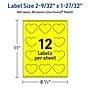 Avery Heart Laser/Inkjet Multipurpose Labels, 2-9/32" x 1-27/32", Neon Yellow (960/Box)~#|#~16FEDB60-FC06-4B74-95F867BDF015635B_sc7