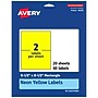 Avery Laser/Inkjet Rectangle Multipurpose Labels, 5.5" x 8.5", Neon Yellow, 40/Pack (94229)~#|#~1701B7DF-5C5A-46E4-8F3C937FE265E785_sc7