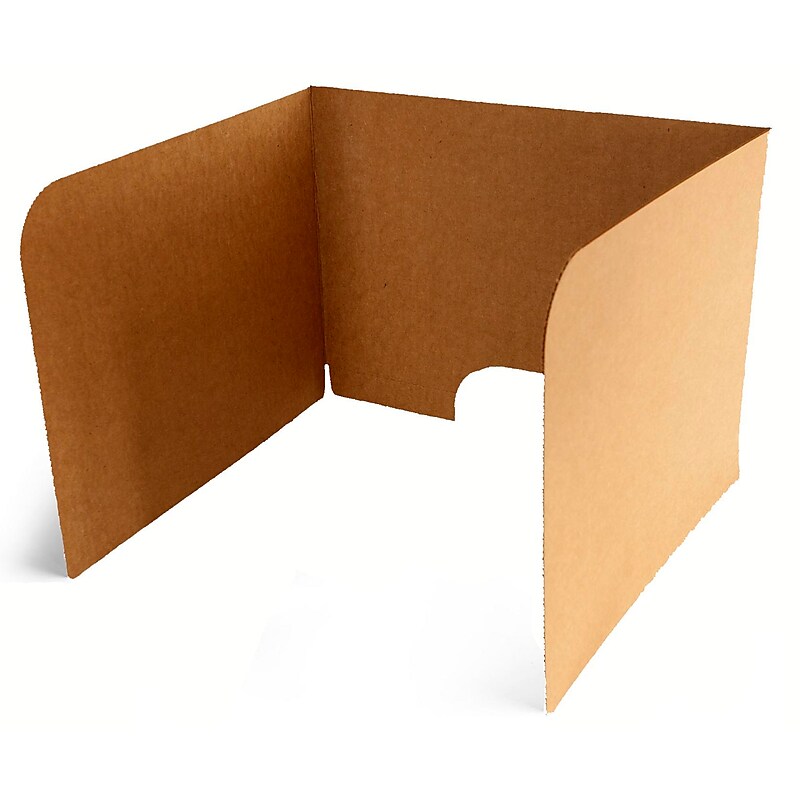 Classroom Products Foldable Cardboard Freestanding Privacy Shield, 19"H x 26"W, Kraft, 10/Box (VB1910 KR) image 1