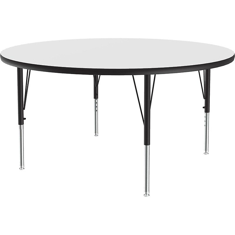 Correll 42" Round Activity Table, Height-Adjustable, Frosty White/Black (A42DE-RND-80) image 1