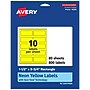 Avery Laser/Inkjet Rectangle Multipurpose Labels, 1.5" x 3.75", Neon Yellow, 800/Box (94205)~#|#~170A4697-367B-4112-A6882D36AC02A7AE_sc7