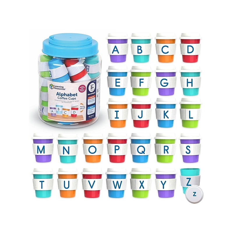 Learning Resources Alphabet Coffee Cups, Assorted Colors (LER6794) image 1