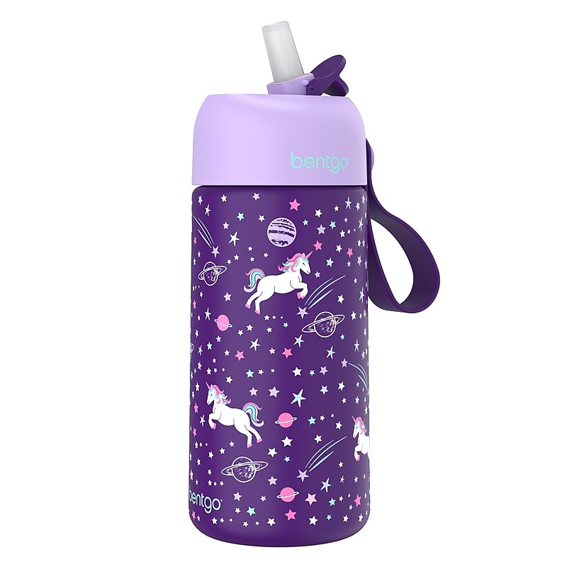 bentgo Stainless Steel Double Wall Insulated Water Bottle, 14 oz., Unicorn (BGKSTBL-UNI) image 1