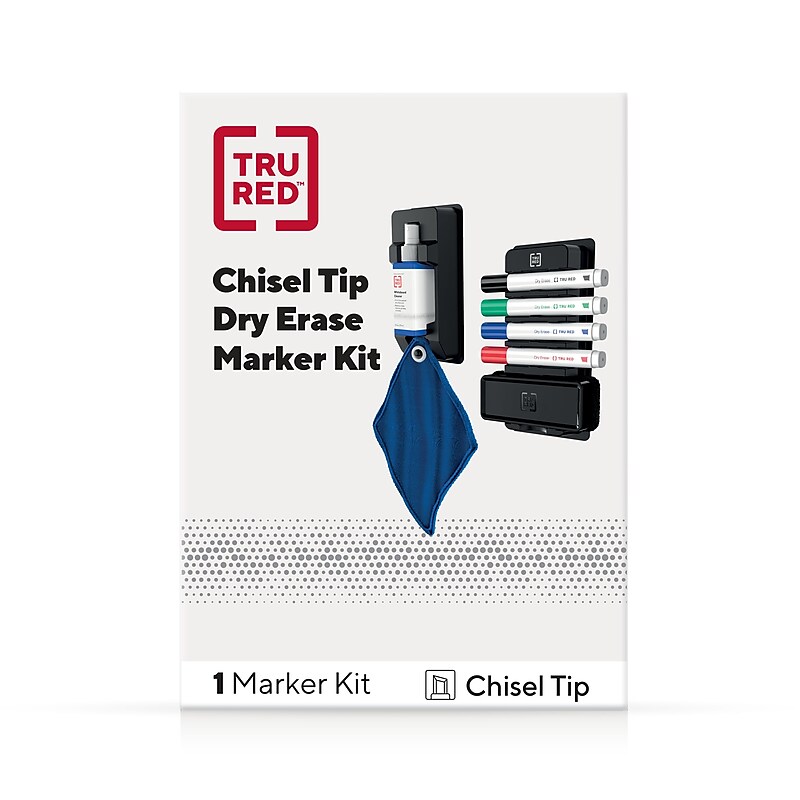 TRU RED™ Dry Erase Kit, Chisel Tip, Assorted, 4/Pack (TR61742/TR56940) image 1