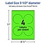 Avery Laser/Inkjet Multipurpose Circle Labels, 3.5" Dia., Neon Green, 160/Pack (94514)~#|#~1719AC0D-0C36-407F-AE0CB0029D3D47FE_sc7