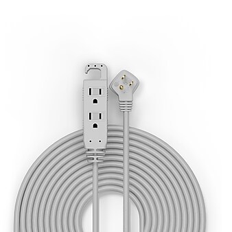 Staples 25' Extension Cord 3-Outlet with Safety Covers, Gray (22129)