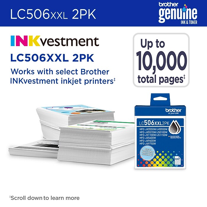 Brother LC506XXL Black Super High Yield Ink Cartridge, 2/Pack