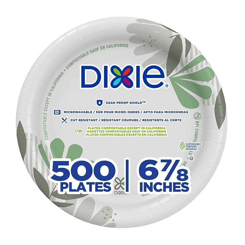 Dixie Pathways 6.8" Paper Plates, Multicolored, 500/Carton (UX7WS) image 1