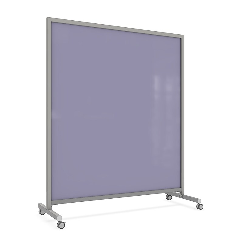 Ghent EZ Magnetic Glass Mobile Dry-Erase Whiteboard, Aluminum Frame, 75"H x 62"W, Grape (EZ1MA7562GP) image 1