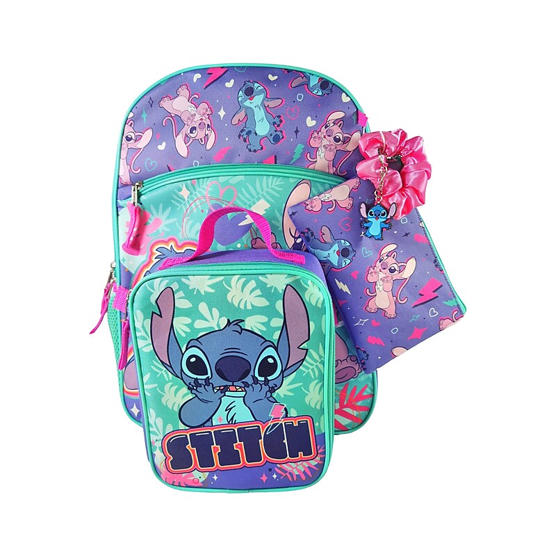 Bioworld Kids 5-Piece Stitch and Angel Backpack Set, Large, Multicolor (B1G1MMKDSCBF00) image 1