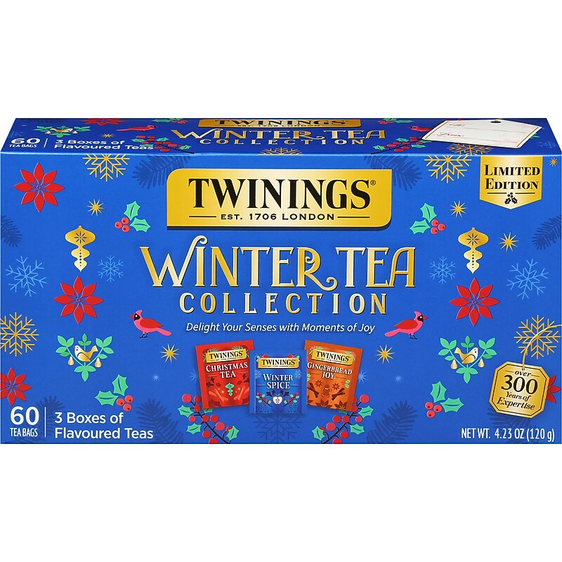 Twinings Limited Edition Winter Tea Collection Gift Box Assorted Tea Bags, 60/Box (F16399) image 1