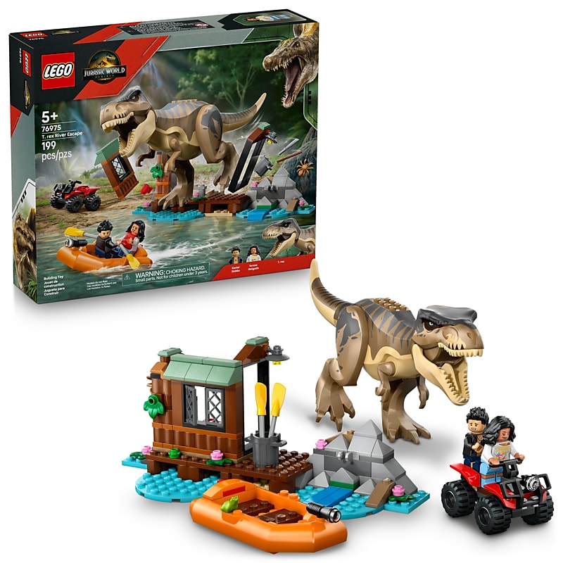LEGO Jurassic World T. rex River Escape Dinosaur Figure Building Set, 199 Pieces (76975) image 1